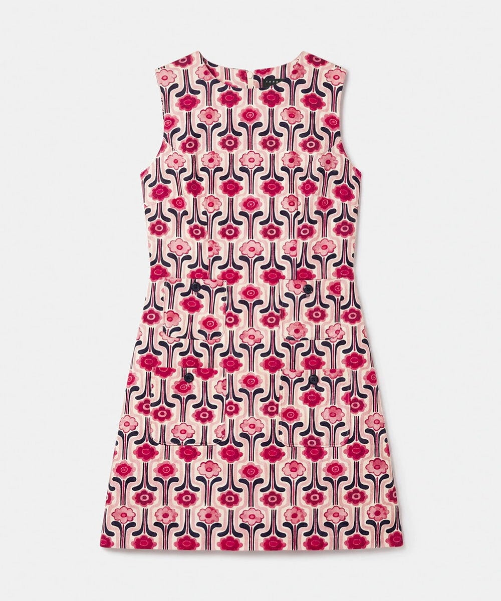 VZEGD12520 TARA JARMON(タラ ジャーモン) レトロブルームコットンピケドレス ピンク