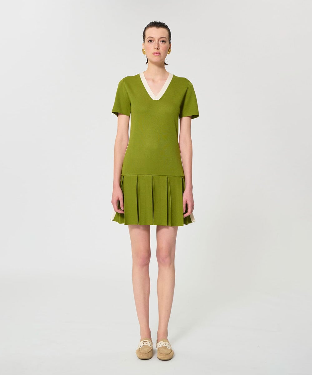 VZEGD13500 TARA JARMON(タラ ジャーモン) スマートピケニットドレス アップルグリーン