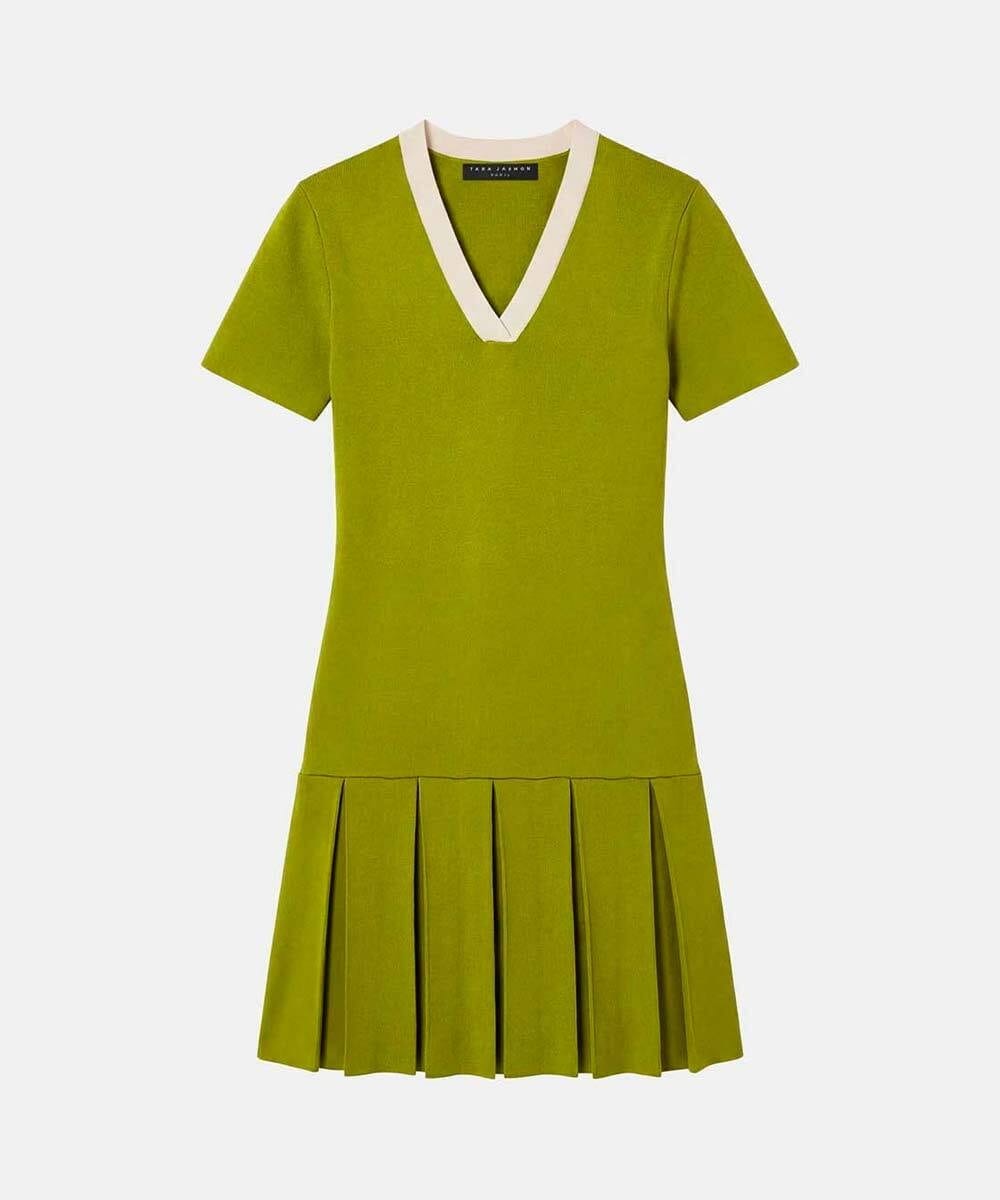 VZEGD13500 TARA JARMON(タラ ジャーモン) スマートピケニットドレス アップルグリーン