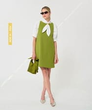 VZEGD14520 TARA JARMON(タラ ジャーモン) ダブルクロスドレス アップルグリーン