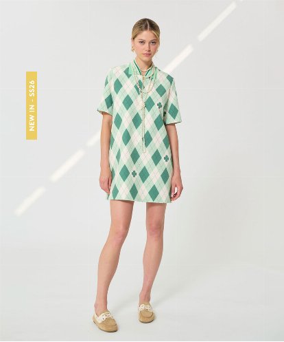 VZEGD16500  アーガイルクローバープリントドレス