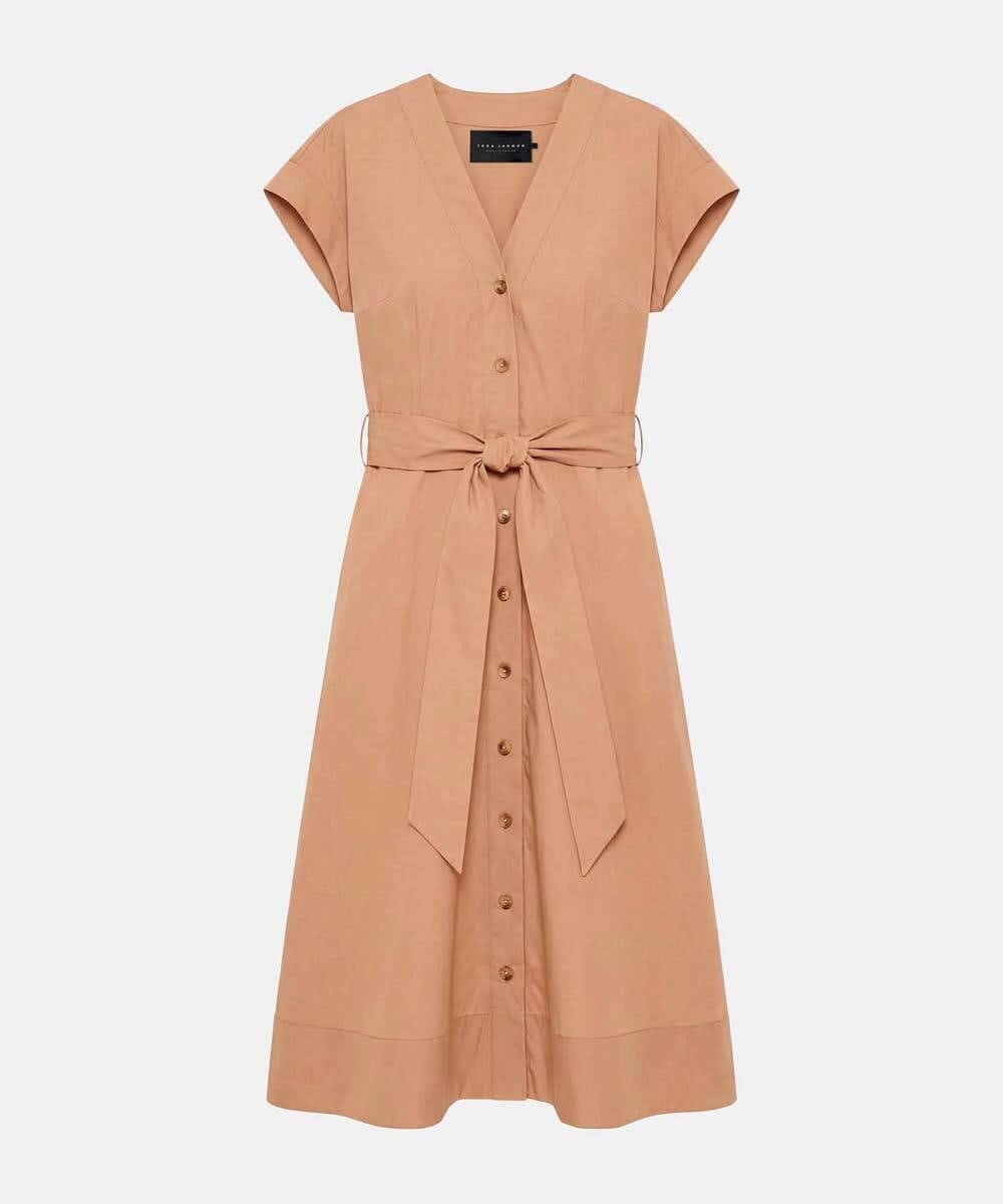 VZEGD18540 TARA JARMON(タラ ジャーモン) ポプリンドレス ハニーベージュ