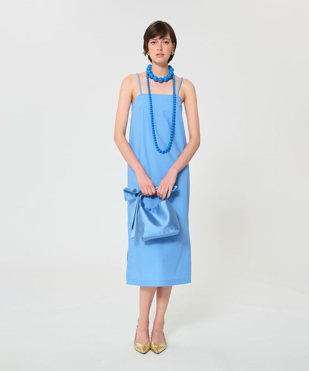 VZEGD19460 TARA JARMON(タラ ジャーモン) ポプリンキャミドレス スカイブルー