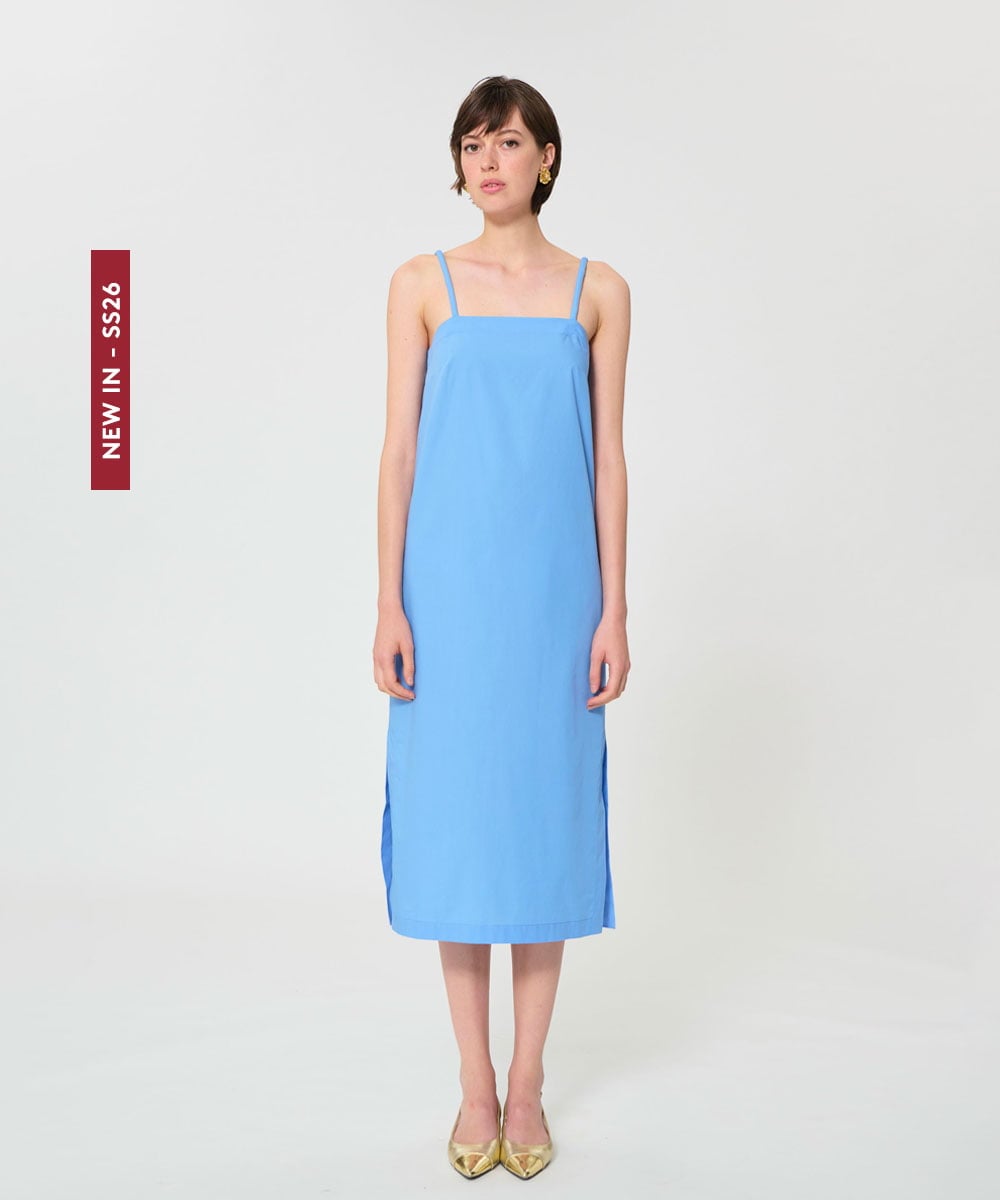 VZEGD19460 TARA JARMON(タラ ジャーモン) ポプリンキャミドレス スカイブルー