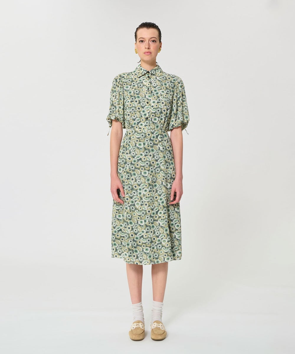 VZEGD20590 TARA JARMON(タラ ジャーモン) デイジーガーデンプリントドレス グリーン