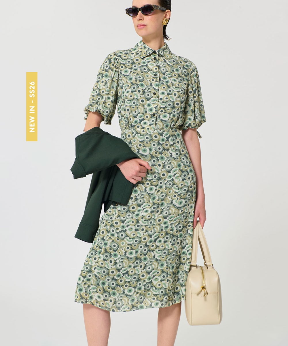 VZEGD20590 TARA JARMON(タラ ジャーモン) デイジーガーデンプリントドレス グリーン
