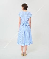 VZEGD25540 TARA JARMON(タラ ジャーモン) ストライプポプリンドレス スカイブルー