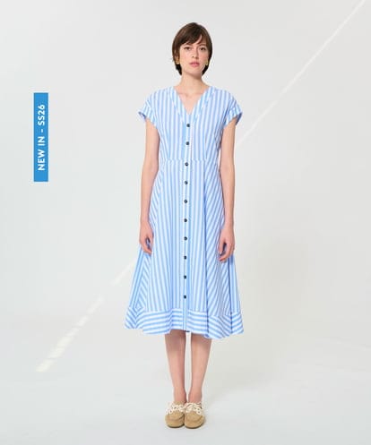 VZEGD25540 TARA JARMON ストライプポプリンドレス