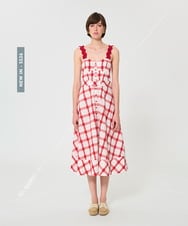 VZEGD27600 TARA JARMON(タラ ジャーモン) チェックポプリンドレス チェリーレッド