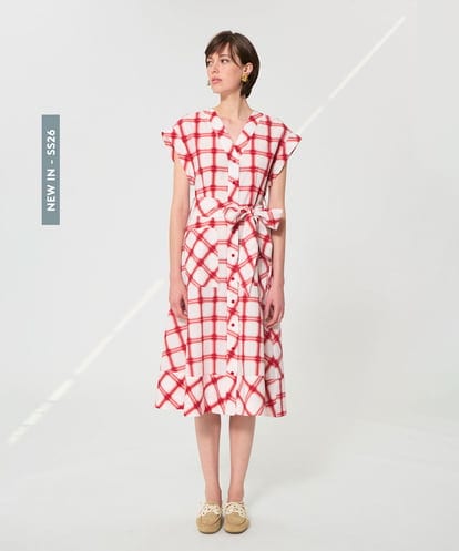 VZEGD28540 TARA JARMON チェックポプリンドレス