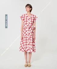 VZEGD28540 TARA JARMON(タラ ジャーモン) チェックポプリンドレス レッド