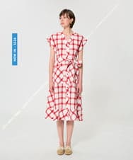 VZEGD28540 TARA JARMON(タラ ジャーモン) チェックポプリンドレス チェリーレッド