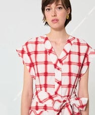 VZEGD28540 TARA JARMON(タラ ジャーモン) チェックポプリンドレス レッド