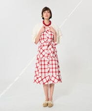 VZEGD28540 TARA JARMON(タラ ジャーモン) チェックポプリンドレス レッド