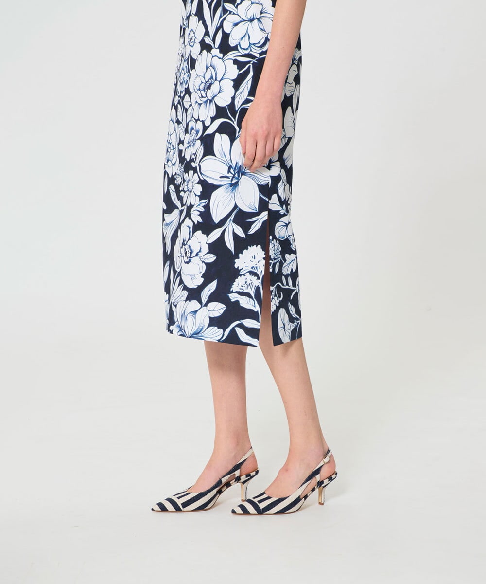 VZEGD29500 TARA JARMON(タラ ジャーモン) ワイルドブロッサムポプリンドレス ミッドナイトブルー