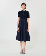 VZEGD30480 TARA JARMON(タラ ジャーモン) カジュアルタッチポロニットドレス ネイビー