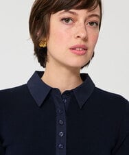 VZEGD30480 TARA JARMON(タラ ジャーモン) カジュアルタッチポロニットドレス ネイビー