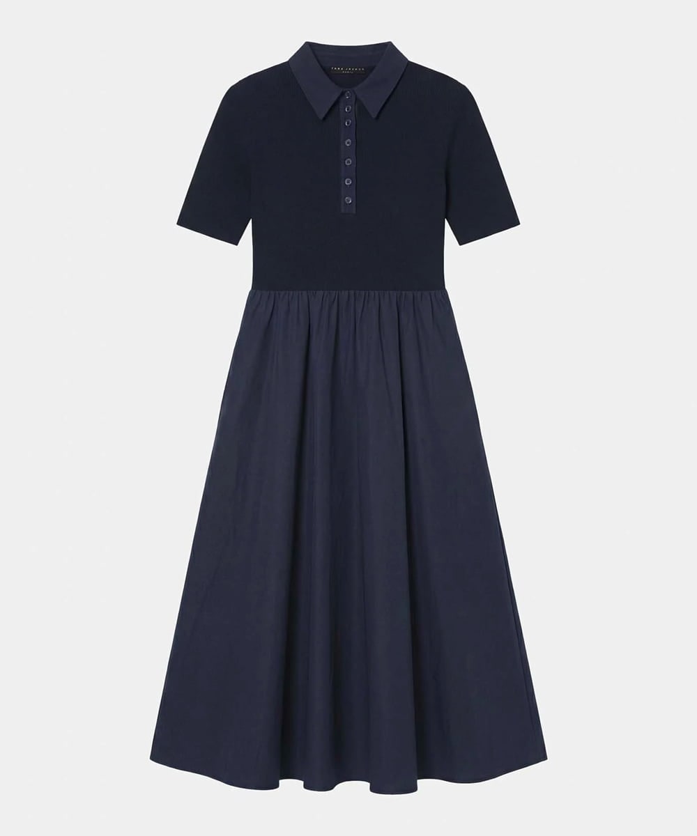 VZEGD30480 TARA JARMON(タラ ジャーモン) カジュアルタッチポロニットドレス ネイビー
