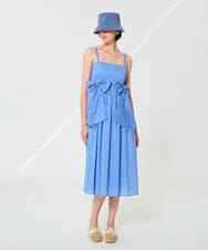 VZEGD31540 TARA JARMON(タラ ジャーモン) コットンボイルリボンドレス スカイブルー