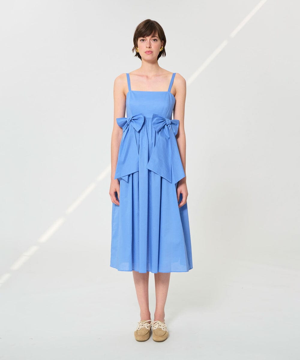 VZEGD31540 TARA JARMON(タラ ジャーモン) コットンボイルリボンドレス スカイブルー