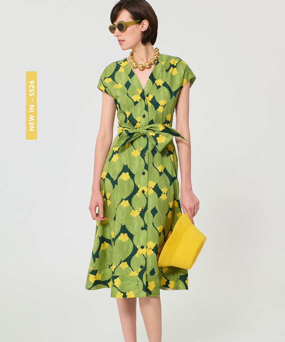 VZEGD33540 TARA JARMON(タラ ジャーモン) ズッキーニフラワーポプリンドレス ダークグリーン