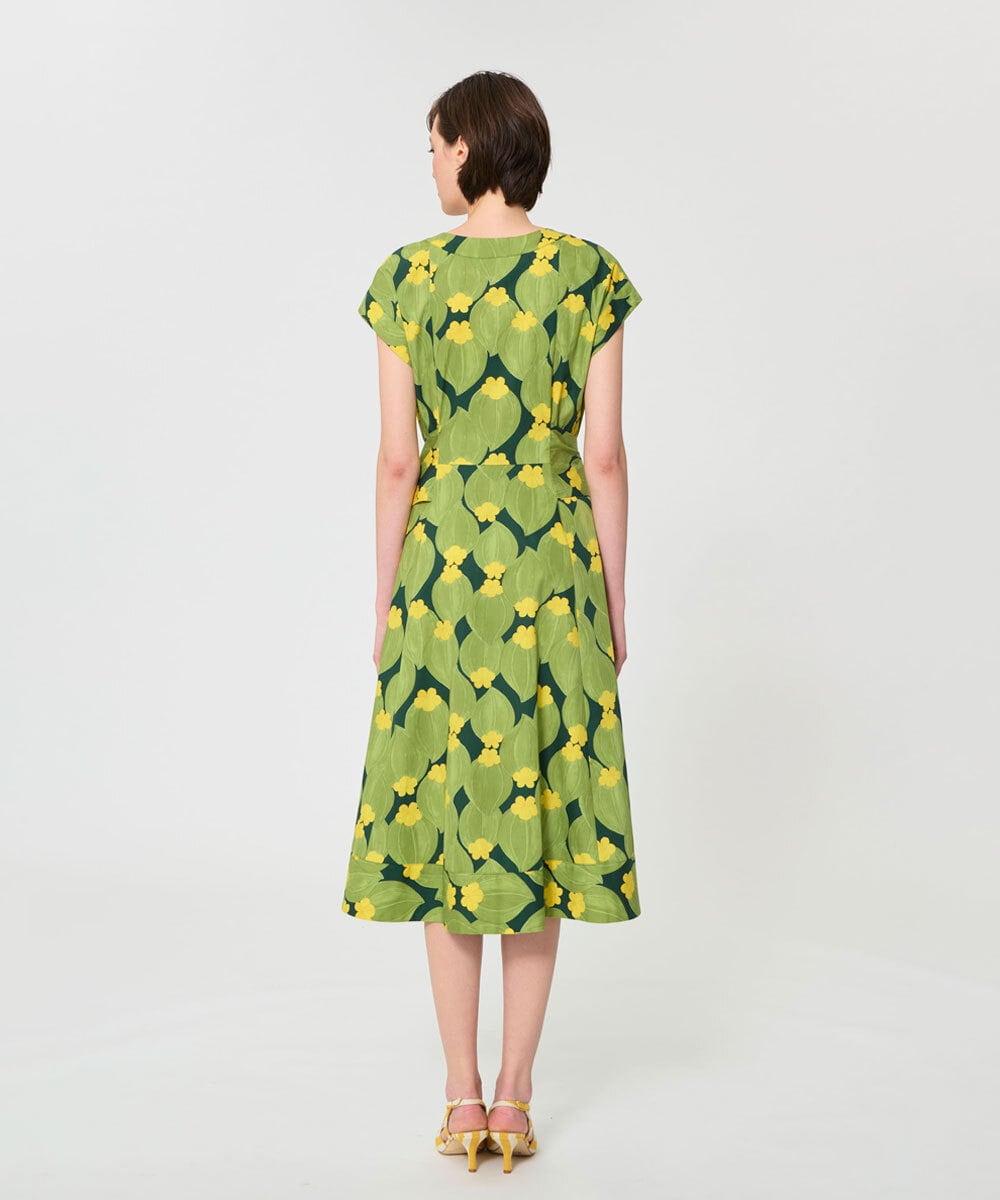 VZEGD33540 TARA JARMON(タラ ジャーモン) ズッキーニフラワーポプリンドレス ダークグリーン