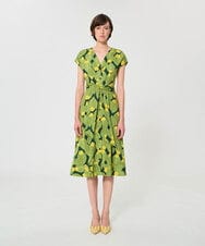 VZEGD33540 TARA JARMON(タラ ジャーモン) ズッキーニフラワーポプリンドレス ダークグリーン