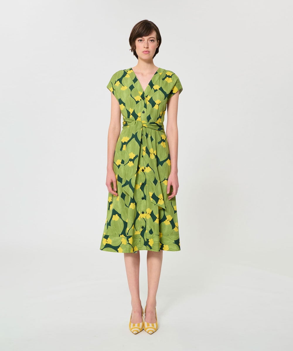 VZEGD33540 TARA JARMON(タラ ジャーモン) ズッキーニフラワーポプリンドレス ダークグリーン