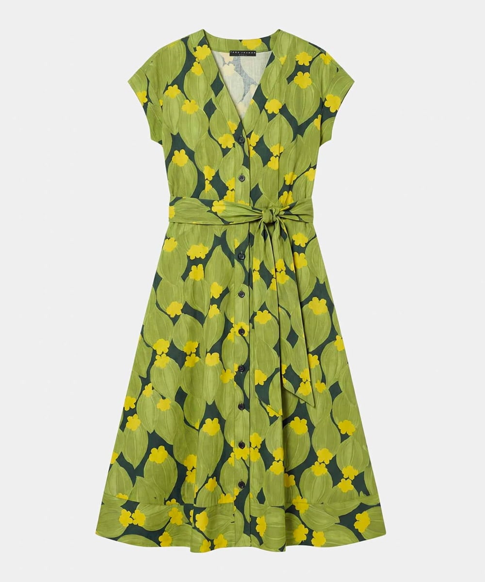 VZEGD33540 TARA JARMON(タラ ジャーモン) ズッキーニフラワーポプリンドレス ダークグリーン