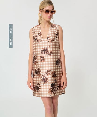 VZEGD38630 TARA JARMON キャンバスフラワーズサテンドレス