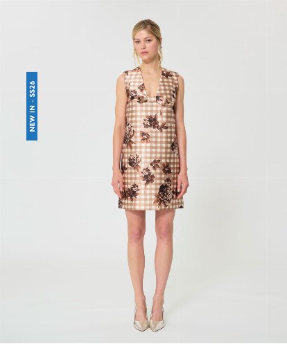 VZEGD38630 TARA JARMON キャンバスフラワーズサテンドレス