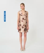 VZEGD38630 TARA JARMON(タラ ジャーモン) キャンバスフラワーズサテンドレス ベージュ