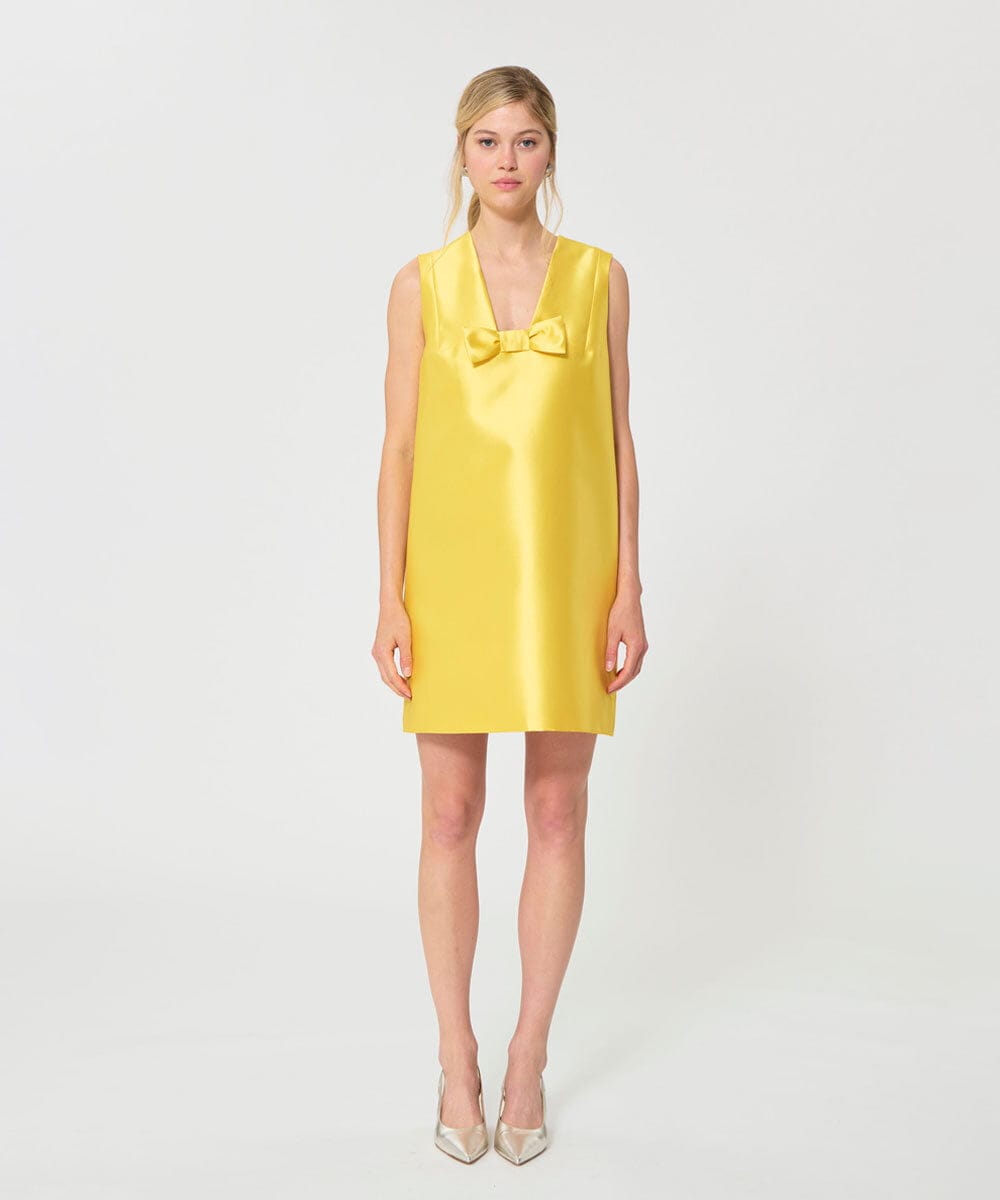 VZEGD39670 TARA JARMON(タラ ジャーモン) サテンドレス ミモザイエロー