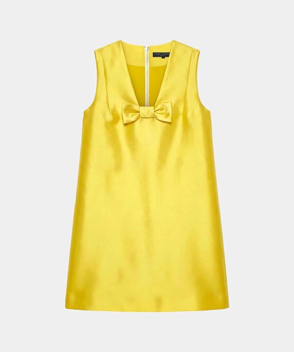 VZEGD39670 TARA JARMON(タラ ジャーモン) サテンドレス ミモザイエロー
