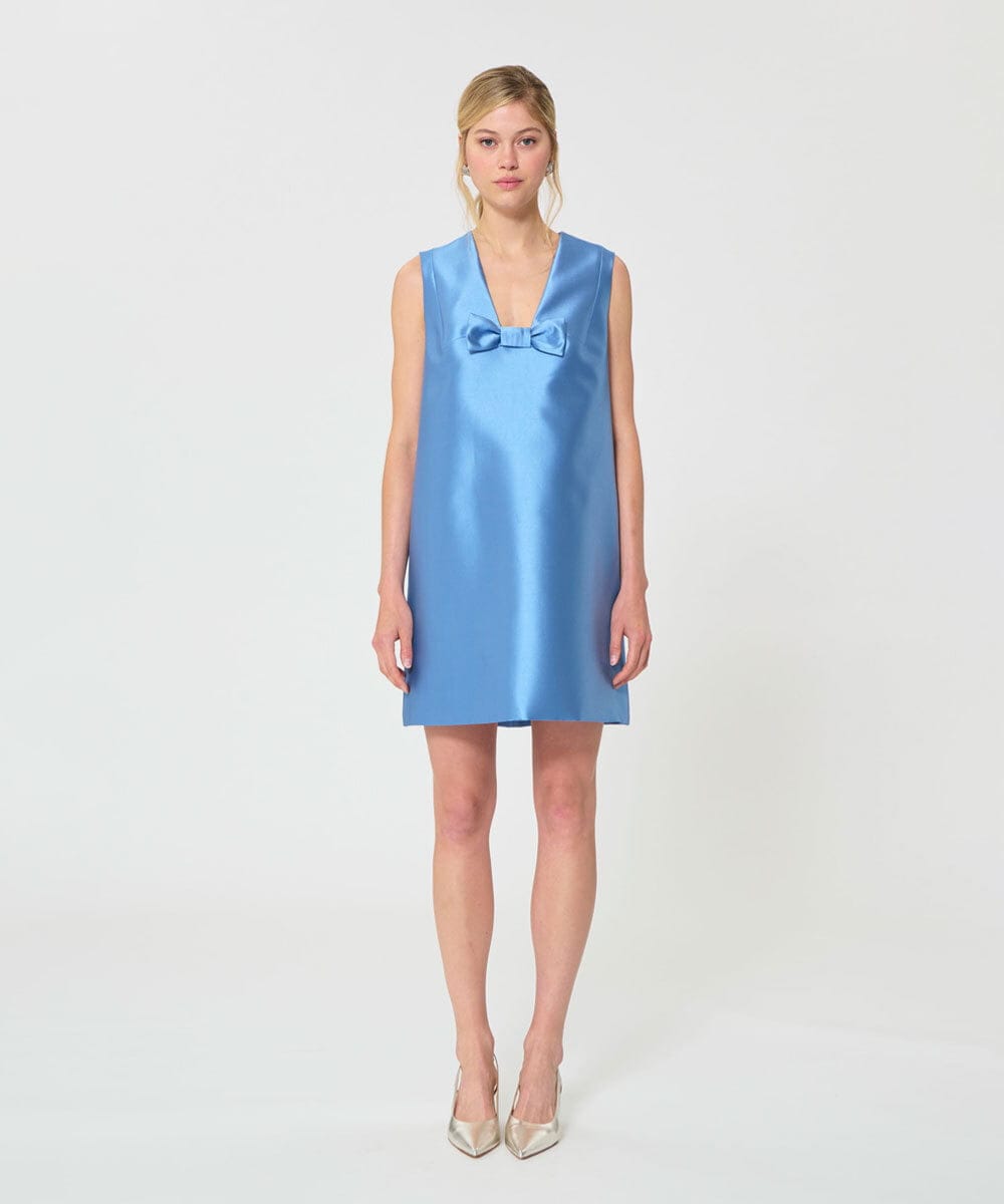 VZEGD39670 TARA JARMON(タラ ジャーモン) サテンドレス ホライゾンブルー