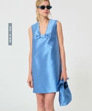 VZEGD39670 TARA JARMON(タラ ジャーモン) サテンドレス ホライゾンブルー
