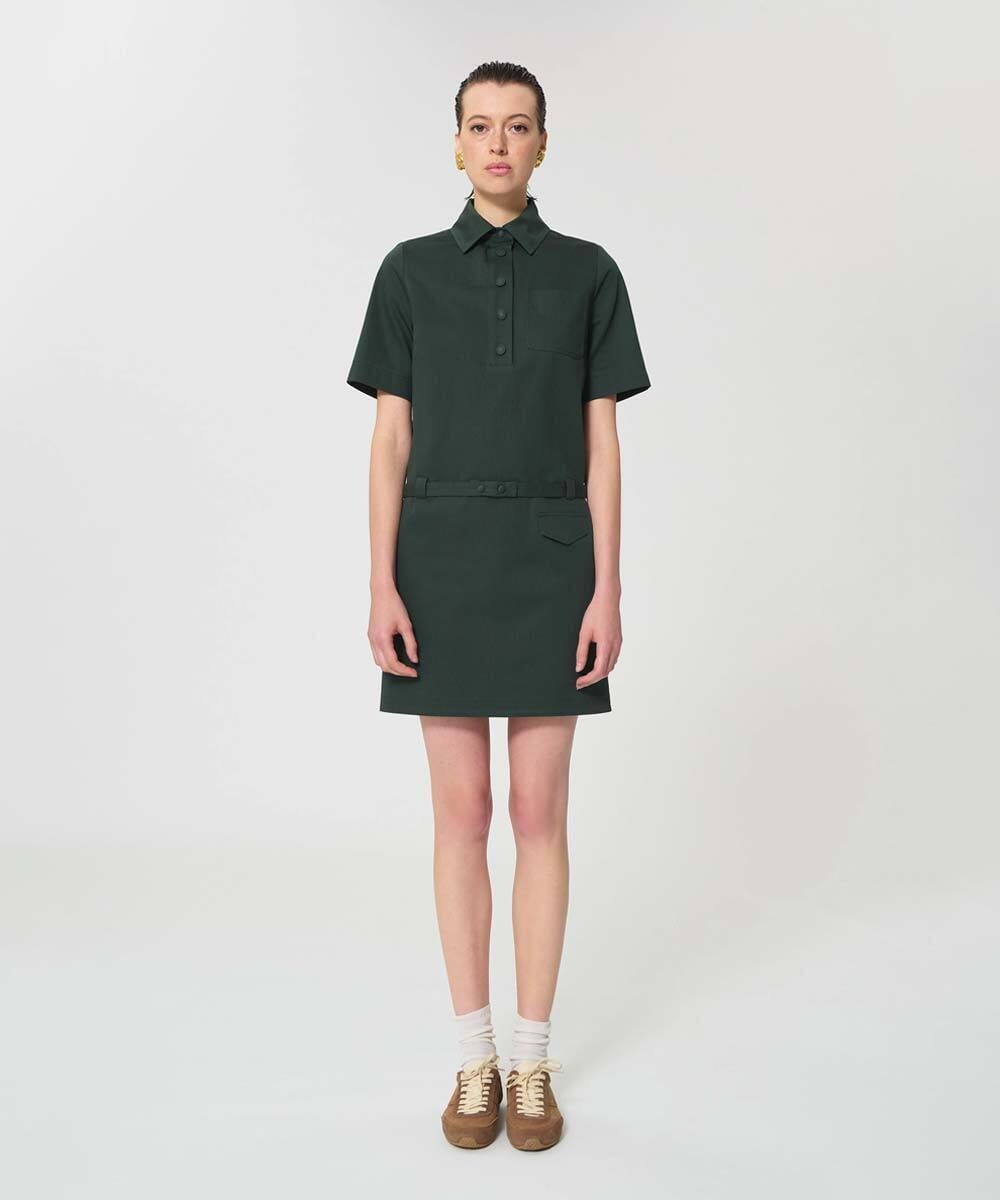 VZEGD42490 TARA JARMON(タラ ジャーモン) コットンギャバジンドレス レーシンググリーン