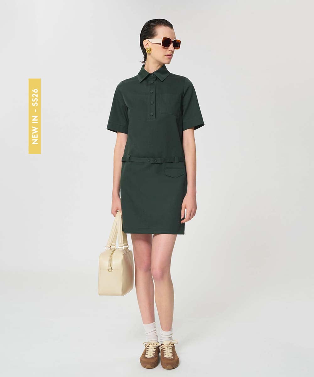 VZEGD42490 TARA JARMON(タラ ジャーモン) コットンギャバジンドレス レーシンググリーン