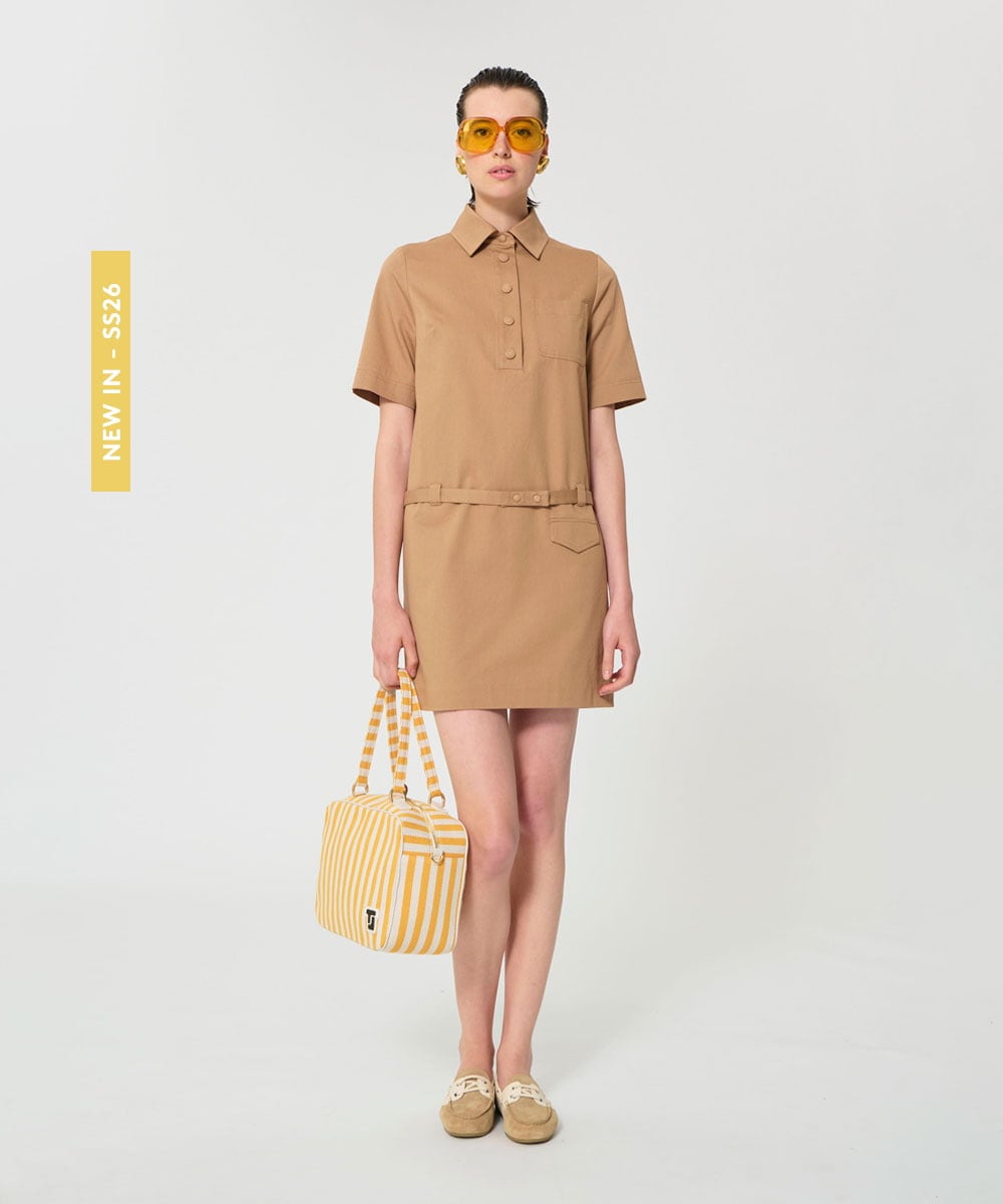 VZEGD42490 TARA JARMON(タラ ジャーモン) コットンギャバジンドレス ベージュ