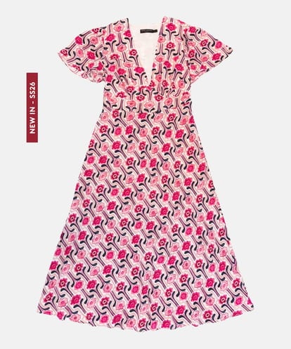 VZEGD63530 TARA JARMON レトロブルームプリントロングドレス