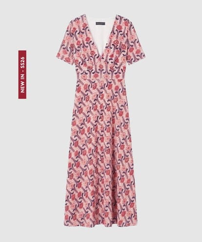 VZEGD63530 TARA JARMON レトロブルームプリントロングドレス