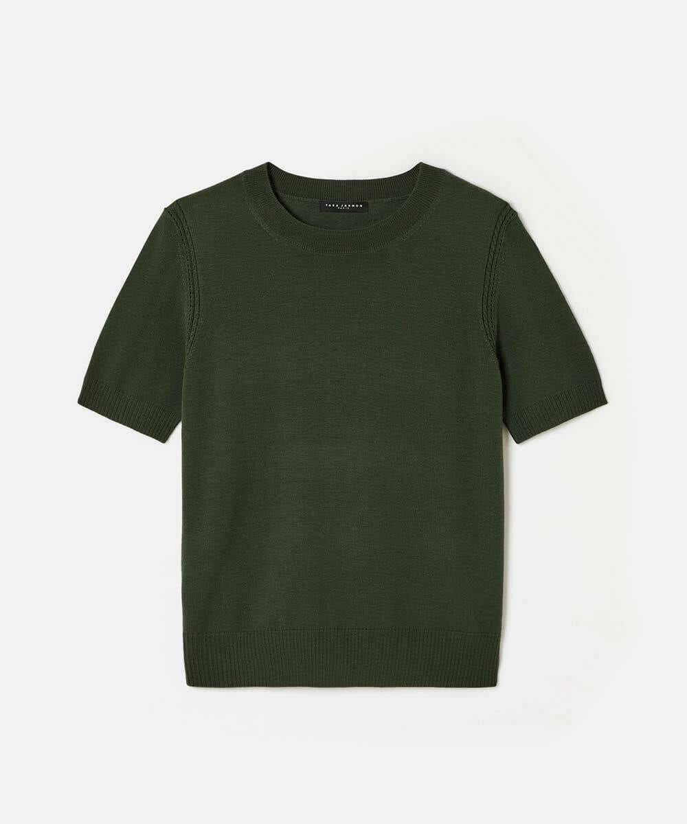 VZFAD01260 TARA JARMON(タラ ジャーモン) メリノウールニット オリーブグリーン