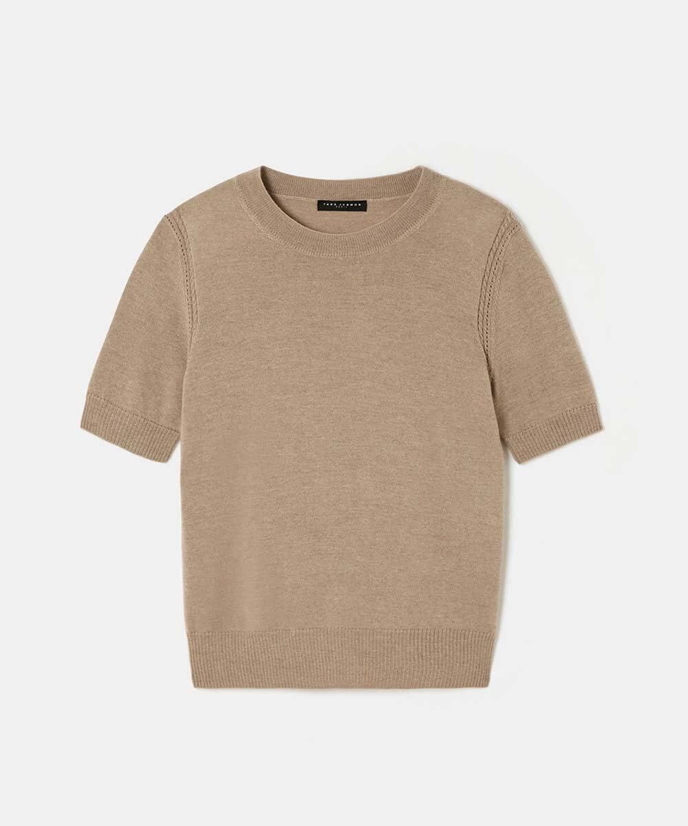 VZFAD01260 TARA JARMON(タラ ジャーモン) メリノウールニット カフェオレ