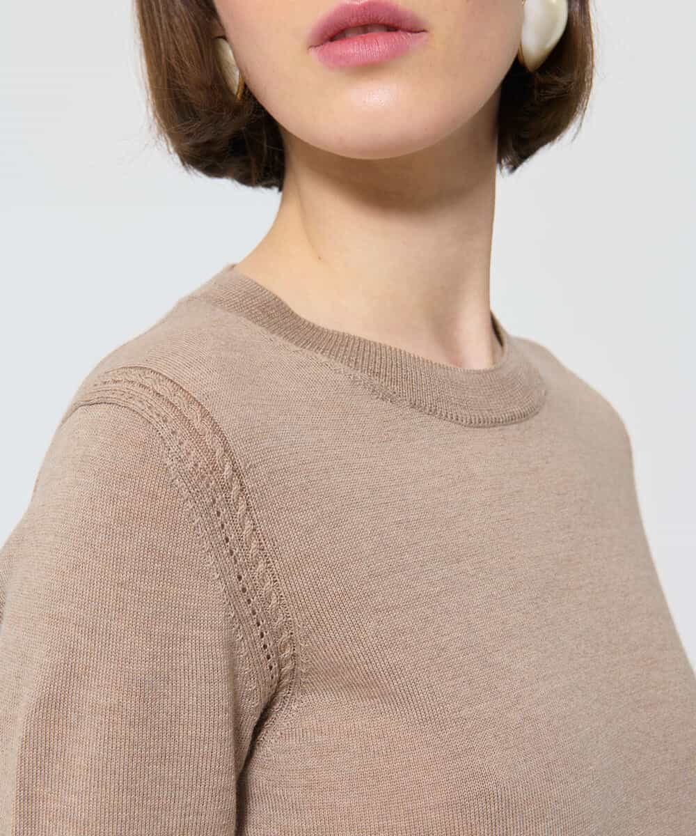 VZFAD01260 TARA JARMON(タラ ジャーモン) メリノウールニット カフェオレ