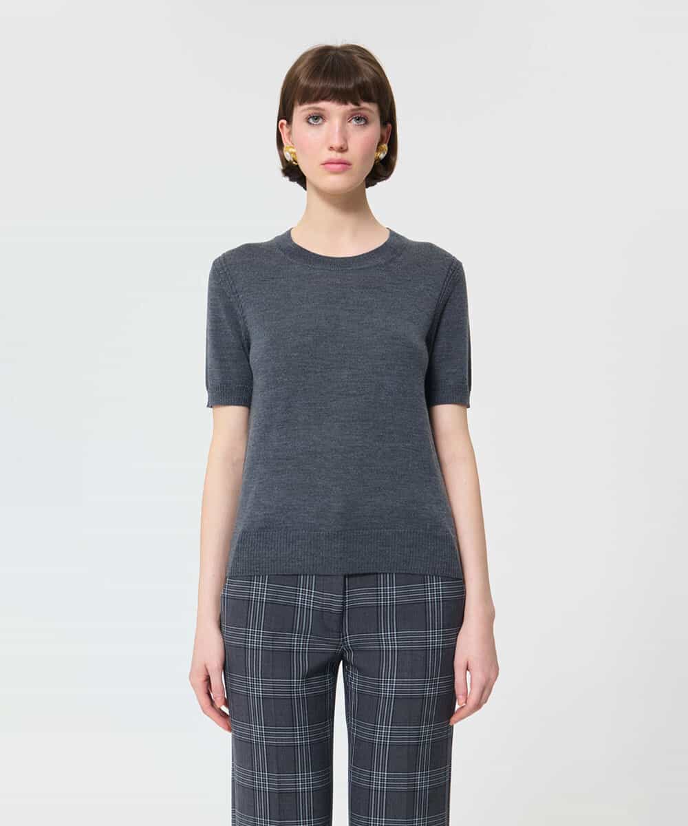 VZFAD01260 TARA JARMON(タラ ジャーモン) メリノウールニット ヘザーグレー