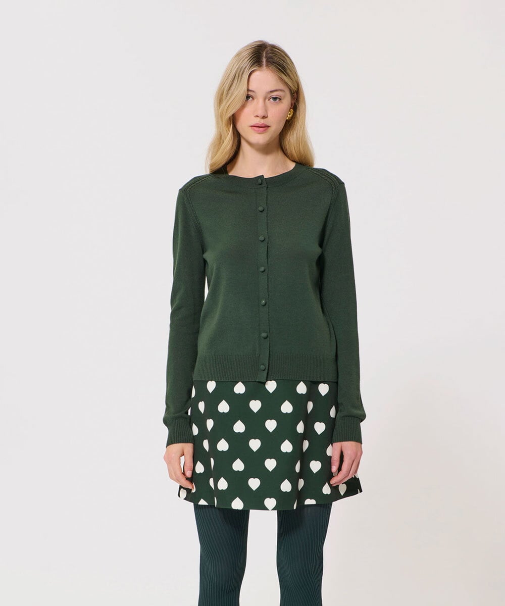 VZFAD02310 TARA JARMON(タラ ジャーモン) メリノウールニットカーディガン オリーブグリーン