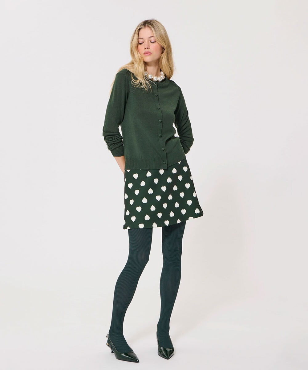 VZFAD02310 TARA JARMON(タラ ジャーモン) メリノウールニットカーディガン オリーブグリーン