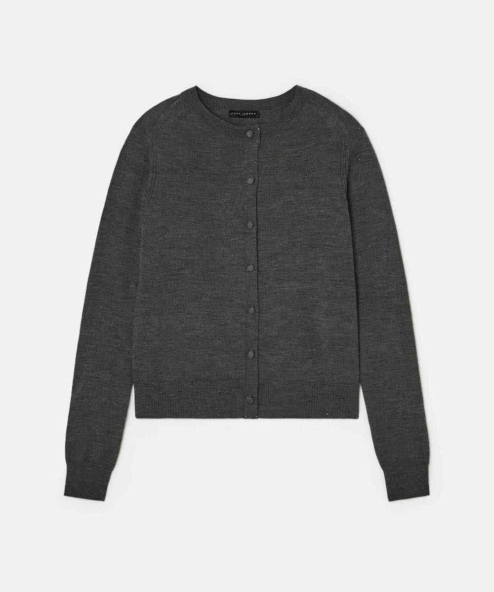 VZFAD02310 TARA JARMON(タラ ジャーモン) メリノウールニットカーディガン ヘザーグレー