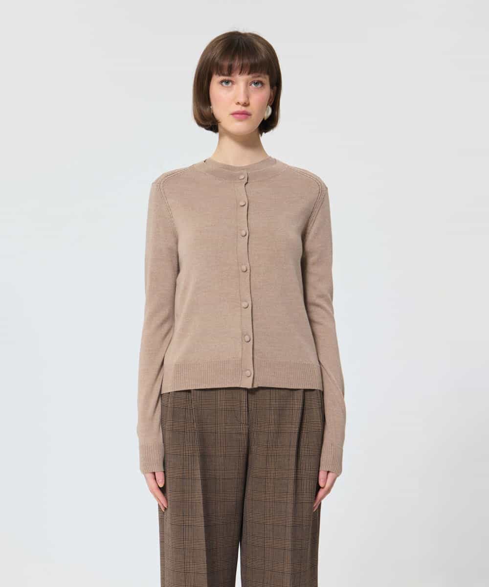 VZFAD02310 TARA JARMON(タラ ジャーモン) メリノウールニットカーディガン カフェオレ