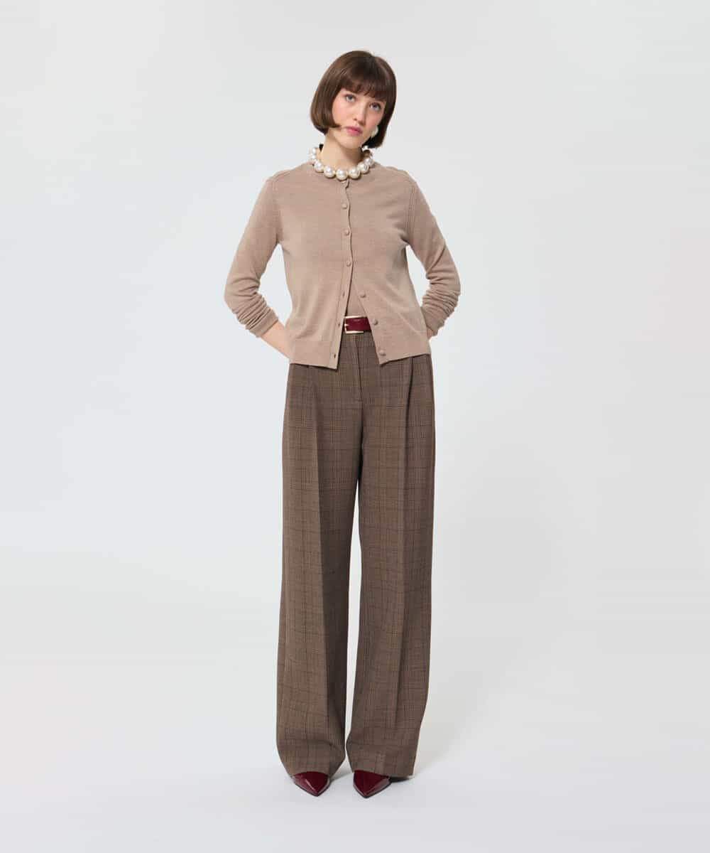 VZFAD02310 TARA JARMON(タラ ジャーモン) メリノウールニットカーディガン カフェオレ